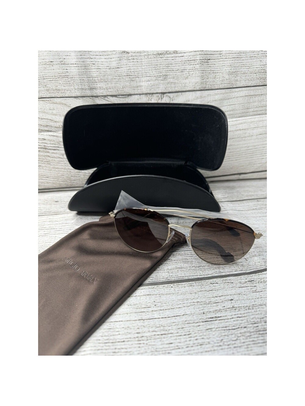 Giorgio Armani Metal Brown Sunglasses AR6032J-3002/13 MSRP $282 NEW Aviator